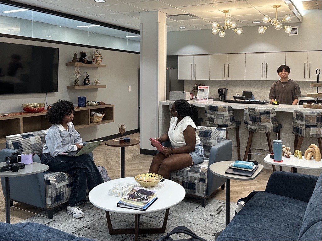 Students Lounging in the new Multicultural Student Affairs office space.