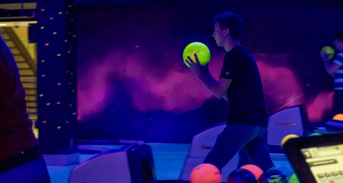  A student bowling in CyBowl