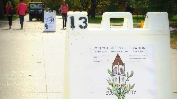 A signboard outside on campus