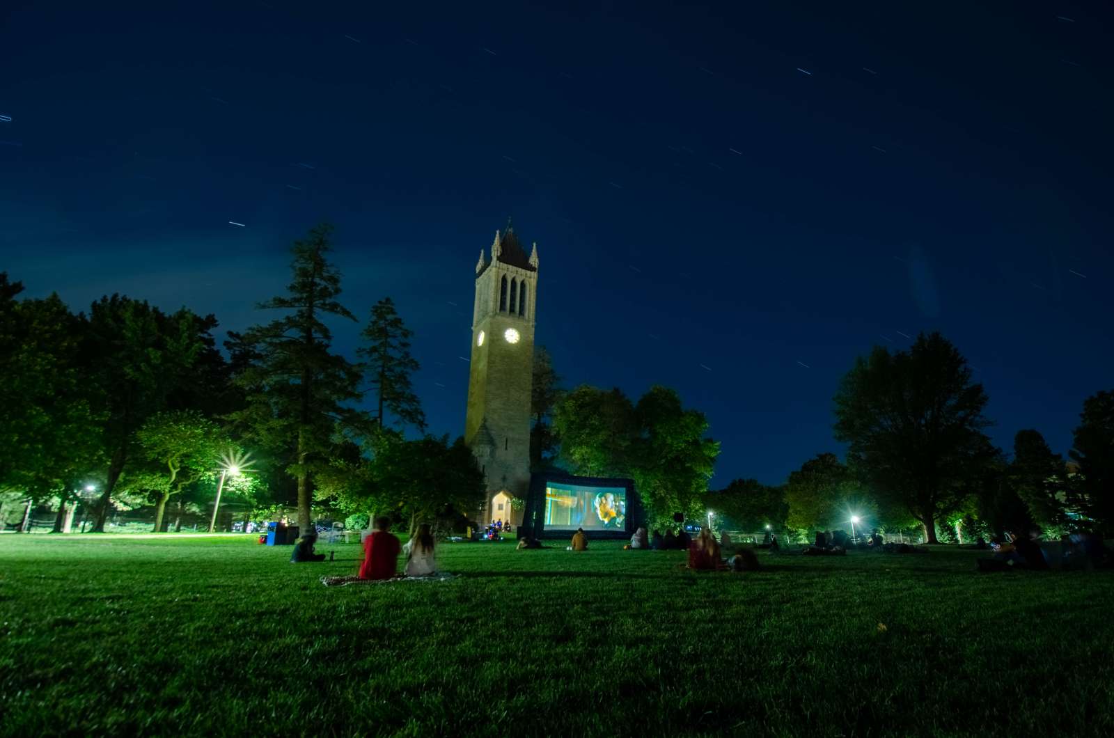 Outdoor movie on central campus