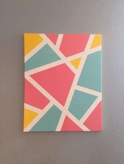 canvas with pink, yellow, and blue shapes