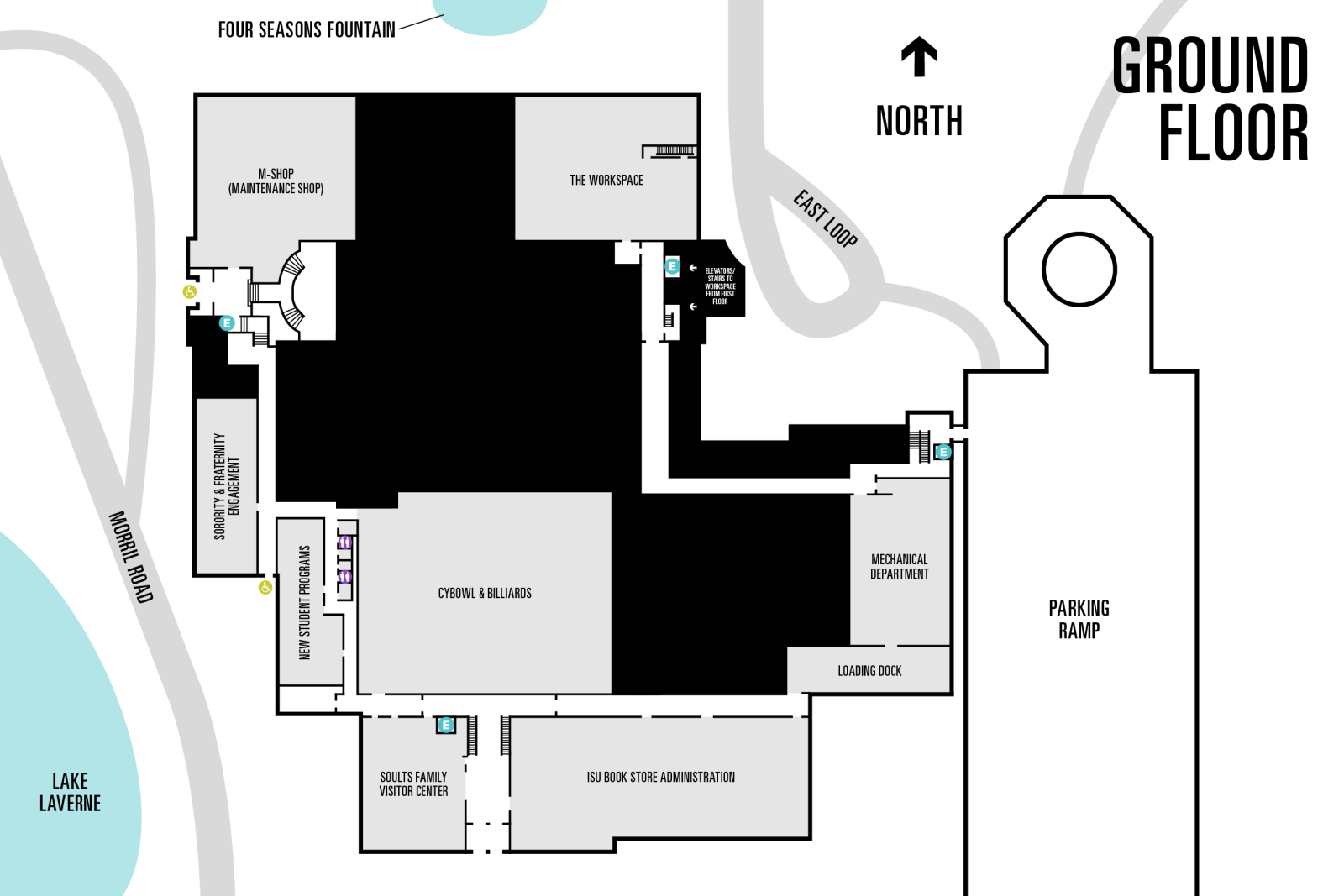 Ground level building map.