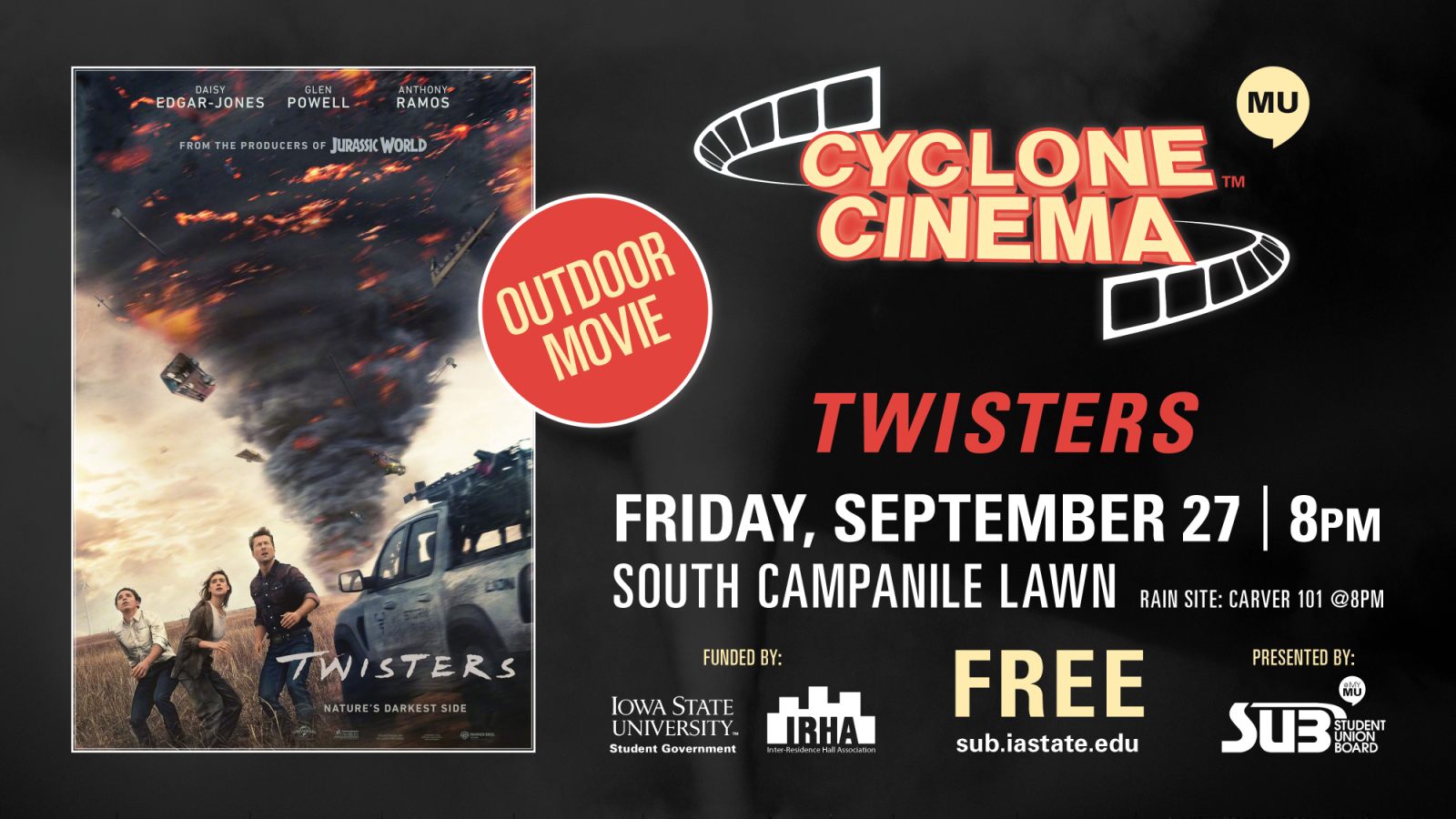 Cyclone Cinema outdoor movie poster "Twisters"